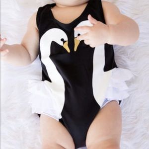 Girls Swan Bathing Suit